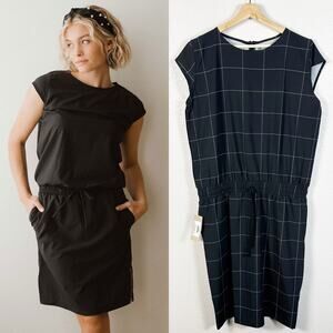 Albion Fit NWT Womens Going Places Dress in Black Windowpane Size XL Tall